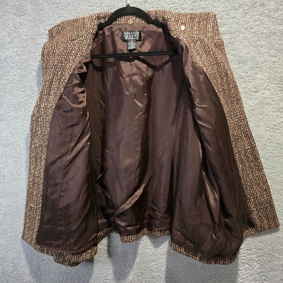 SPENSER JEREMY WOOL TWEED BLAZER WOMENS SZ 1X BROWN LIBRARIAN OFFICECORE - Picture 6 of 9